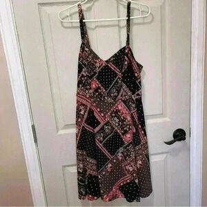 Torrid Mixed Floral Print Black Challis Sleeveless Tank Dress - Plus Size Sz 0